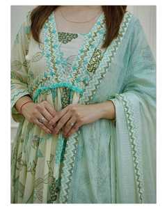 Nouveau costume Shalwar en coton Anarkali à fleurs pour déjeuner pour les festivals et les mariages du fournisseur indien - Product Image 5