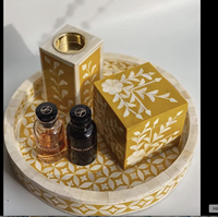 Quemador de incienso de sándalo islámico árabe con incrustaciones de nácar, set de artesanía india Tayyab para Oud, Dukhoon y Coriander Plug