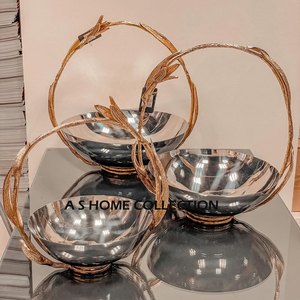 Bol de mariage et autre événement de palmier bol décoratif fait à la main de haute qualité bol en métal en aluminium de service de fruits - Product Image 5