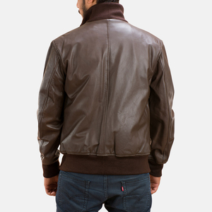 Chaqueta de cuero de vaca real de bombardero de cuero marrón Columbus de moda para hombres hecha de chaquetas de cuero de alta calidad - Product Image 4