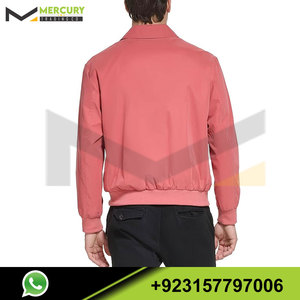 เสื้อแจ็กเก็ตบอมเบอร์สำหรับผู้ชายเสื้อแจ็กเก็ตกอล์ฟสิ่งทอลายทแยงสีแดง - Product Image 2