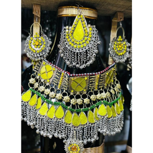 ชุดสร้อยคอและต่างหูสไตล์วินเทจสำหรับผู้หญิงงานปาร์ตี้ Afghani kuchi สำหรับผู้ใหญ่ - Product Image 3