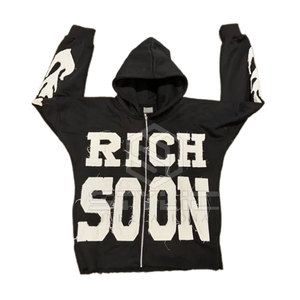 Sweats à capuche personnalisés en coton mélangé à l'acide lavé avec broderie en détresse, légers et personnalisables à vendre - Product Image 1