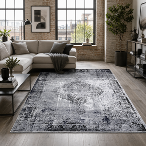 Tapis lavable traditionnel RW7107 Regency Ash de Rug Weavers, chenille lavable, 10 tailles, vente en gros et dropshipping - Product Image 1