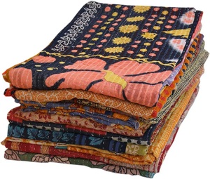 Wholesale Lot of <b>Indian</b> Vintage Reversible Kantha <b>Quilt</b> Handmade Cotton Fabric Recycled Kantha for Hotel Use - Product Image 6