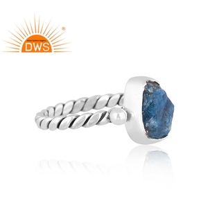 Handmade Oxidized Sterling <b>Silver</b> Natural Apatite Gemstone <b>Statement</b> <b>Ring</b> Jewelry For Women Gift For Her - Product Image 3