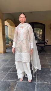 <b>KURTA</b> AND FARSHI SALWAAR SET WITH DUPATTA WITH EMBROIDERY WORK - Product Image 5