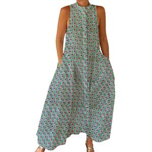 Mono Informal de Verano 100% Algodón, Estampado Floral Hecho a Mano, Tejido Suave con Cierre de Cremallera para Primavera/Verano, Adultos BPJS070 - Product Image 1