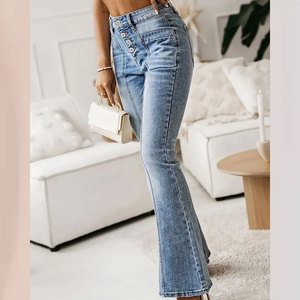 Nouveautés Pantalons évasés en coton pour femmes Pantalons jeans décontractés Prix de gros Nouveau design Meilleur matériel Pantalons évasés pour femmes - Product Image 4