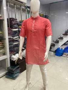 Pyjama Kurta traditionnel en coton épais pour hommes, 3 tonnes, travail numérique, fournisseur indien cousu pour les occasions spéciales de mariage - Product Image 2