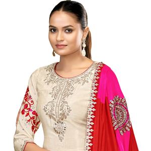 Top bordado de trabajo de espejo hecho a mano de primera calidad pantalón Dupatta con hilo de Chinon bordado pesado ropa india y paquistaní - Product Image 1