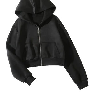 Sudadera con capucha con cremallera para mujer, sudadera de moda para mujer, hombro, ajuste cuadrado, cremallera, OEM, ODM, el mejor proveedor - Product Image 2