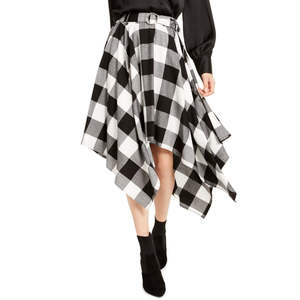 Gonna da donna Bar III in tessuto Buffalo Check con orlo a fazzoletto, nera, taglia grande, con funzione regolabile - Product Image 1