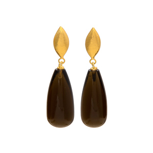 Nueva llegada mujer gota ahumado cuarzo piedra preciosa pendiente conjunto por Jaipur gemas - Product Image 1