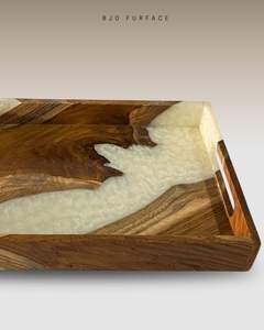 BANDEJA DE RESINA EPOXI DE MADERA CUADRADA CALIENTE Fabuloso diseño decorativo para servir comida en restaurantes de cocina Uso doméstico - Product Image 6