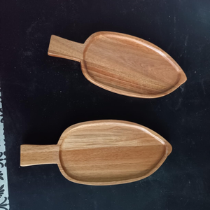Vente en gros de plateau de service en bois d'acacia naturel en forme de feuille pour la décoration de la nourriture assiette en bois décorative fabriquée au Vietnam - Product Image 4