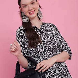 Mujeres étnicas Animal Impreso Regular rayón viscosa Kurta con pantalones indio pakistaní salwaar kameez traje - Product Image 1