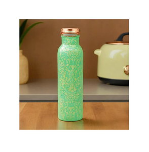 Botella de agua de cobre de alta calidad, botella de cobre impresa con esmalte para beneficios de salud, embalaje de alto estándar de la India - Product Image 6