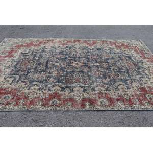 Alfombra Vintage Extra Grande, Alfombra Turca de 6.6x10.7 pies, Alfombra de Lana con Diseño Floral Azul - Product Image 2