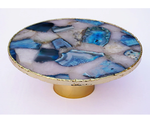 American Style Natural Agate Round Shape Cake Platter Single Tear Cake Stand Cake Server Steel Cheese Set - Product Image 1