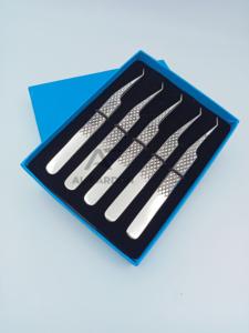 Silver Polish 45 Degree Eyelash Extension <b>Tweezers</b> Professional Diamond Grip Pointed Tip Wholesale Low MOQ Volume Lash <b>Tweezer</b> - Product Image 6