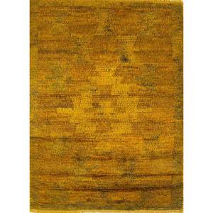Tapis en laine noué à la main Zuri beige et marron, motif abstrait, pour entrée, chambre, couloir, design rectangulaire puzzle Pae-297 - Product Image 1