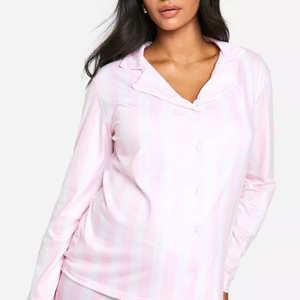 ชุดนอนผู้หญิงระบายอากาศได้ดี น้ำหนักเบา ไซส์ใหญ่ ลายทางสีชมพู เอวยางยืด สวมใส่สบาย แห้งเร็ว รับผลิตแบบ OEM - Product Image 2