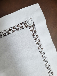 Ensemble de napperons et serviettes en coton blanc, point d'ourlet personnalisé, fait à la main, pour la maison, le Restaurant, broderie de mariage, 100% - Product Image 4