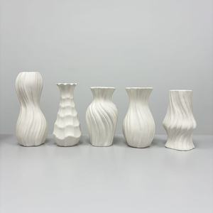 Jarrón de Cerámica Texturizado Blanco Moderno, Decoración <span class=keywords><strong>Minimalista</strong></span> para el Hogar de Estilo Nórdico - Product Image 6