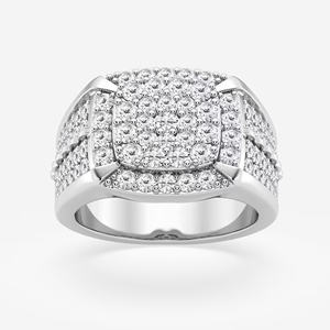 Top Quality Fully Iced Out Round VVS Moissanite Diamond Square Design S925 <b>Silver</b> Hip Hop <b>Ring</b> <b>For</b> <b>Men</b> - Product Image 1