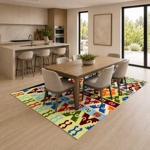 Tapis RUGS DEPOT LXDP-0548 en gros, rouge bordeaux, vintage, patchwork, imprimé numériquement, lavable en machine, chenille, antidérapant - Product Image 4