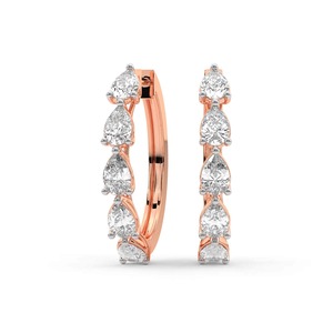 Boucles d'oreilles créoles délicates en diamant de laboratoire taille poire, 1 carat total, couleur F-G, clarté VS, 10 diamants, or massif 14K, pour usage quotidien - Product Image 2