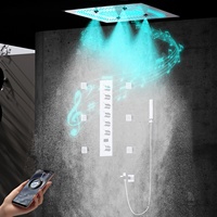 Ensemble de système de douche à affichage numérique intégré 24 pouces douche intelligente en acier inoxydable LED musique pluie pommeaux de douche robinets de salle de bain