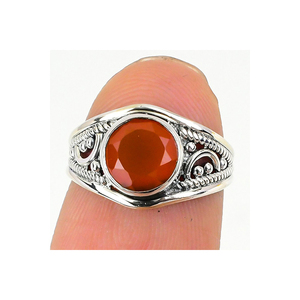 Bagues unisexes en argent sterling massif 925 faites à la main magnifique cornaline orange serti de pierres précieuses pour les fiançailles de mariage - Product Image 3