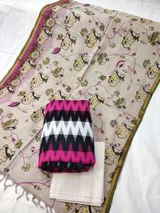 Sur mesure élégant Floral Kalamkari imprimé coton Ikat robe matériaux Dobby Style tissé respirant ethnique élégant tenues - Product Image 5