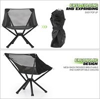 Chaise de camping pliante moderne, légère et portable, avec structure compacte en acier inoxydable, montage facile, supporte 250 lb, pour adultes, voyages en plein air