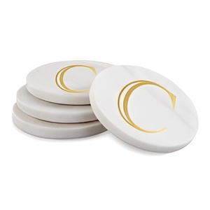 ที่รองแก้วลายหินอ่อนสีขาวหรูหราทันสมัยของตกแต่งโต๊ะหินแผ่นรองแก้วโลหะ - Product Image 6