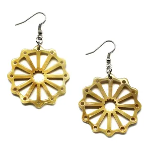 Boucles d'oreilles en corne de buffle faites à la main de haute qualité vente chaude boucles d'oreilles maison de buffle naturel avec perle prix de gros - Product Image 2