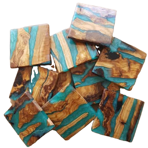 Wooden Luxury Multicolor Resin <b>Round</b> Handmade Reusable Coaster Good Quality Natural Wood Saniya Handicraft - Product Image 1