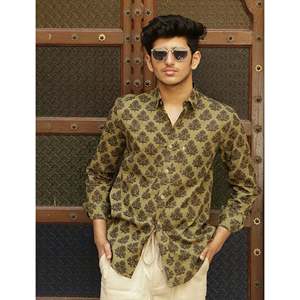 Chemise décontractée pour homme en coton imprimé à manches longues, respirante, en popeline ou tissu Oxford, motif floral ou à pois, offre ODM - Product Image 1