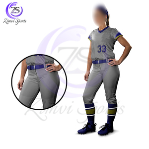 Avec prix de gros Logo personnalisé de la plus haute qualité en gris avec produit respirant de couleur bleue Uniforme de softball unisexe - Product Image 5