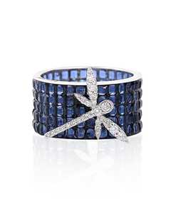 แหวนเพชรรูปแมลงปอเที่ยงคืนขายดีดีไซน์สวยสง่างามและได้รับแรงบันดาลใจจากธรรมชาติพร้อมเพชรระยิบระยับสำหรับผู้ชาย - Product Image 1