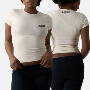 T-shirt d'été léger et extensible à séchage rapide pour femmes en jersey de coton à col rond avec options personnalisables - Product Image 3