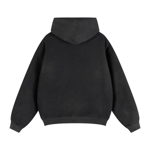 เสื้อฮู้ดผู้ชายผ้าคอตตอนผสมไซส์ใหญ่พิเศษมีซิปรูดแบบวินเทจผ้า100% - Product Image 2