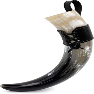 Cornes à boire Viking nouveau modèle 2022 avec corne et support en fer en cornes de buffle fabricant et exportateur d'Inde - Product Image 1