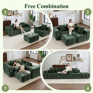 Modern Luxury Chenille L-Shaped Modular Sofa Meroow MS2 Tofu <b>Block</b> Tufted Sectional Couch Wood-Free Silent Compressed Sofa Set - Product Image 4