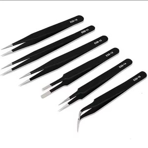 6 חלקים מקצועי eesd אנטי סטטי נירוסטה דיוק פינצטה כלי ערכת עבור מחשבים אלקטרוניקה תיקון לוח נייד - Product Image 6