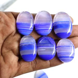 Wholesale Natural <b>Blue</b> Banded Agate Cabochon Various <b>Crystal</b> Forms Loose Gemstones Oval Cut of Mixed Shape and Size Agate Lot - Product Image 2