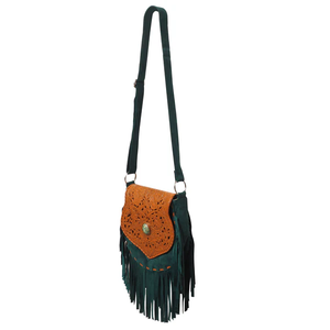 Motif découpé à la main avec Roses sur un rabat Tan Antique peint à la main et une véritable pierre précieuse Turquoise - Product Image 4