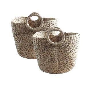Ensemble de 3 paniers de rangement carrés hauts en jacinthe d'eau vintage naturelle Organisateur multifonction durable vente en gros - Product Image 5